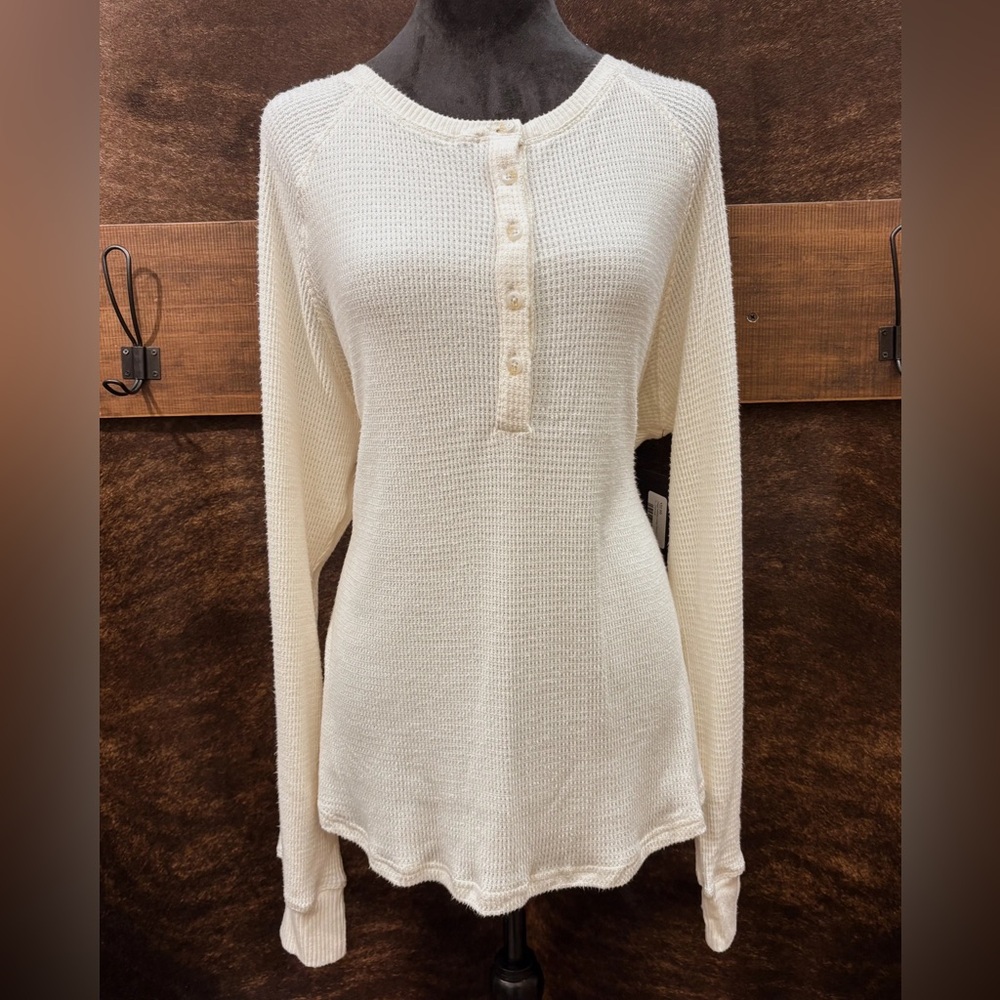 Waffle Knit Henley Top